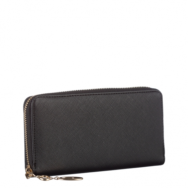 Γυναικείο πορτοφόλι μαύρο από ύφασμα  Rayen, 3 - Kalapod.gr