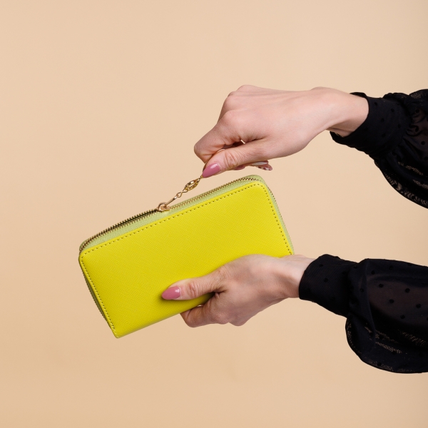 Γυναικείο πορτοφόλι κίτρινο από ύφασμα  Rayen - Kalapod.gr