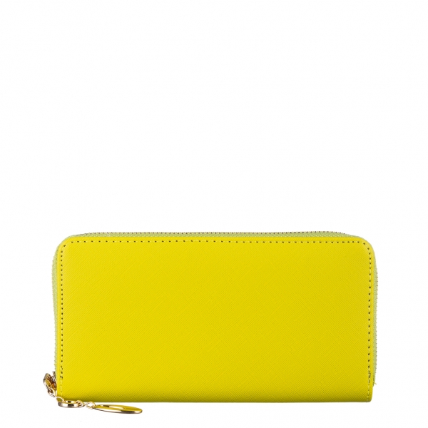 Γυναικείο πορτοφόλι κίτρινο από ύφασμα  Rayen, 2 - Kalapod.gr