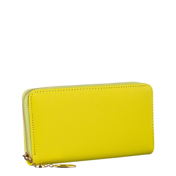 Γυναικείο πορτοφόλι κίτρινο από ύφασμα  Rayen, 3 - Kalapod.gr