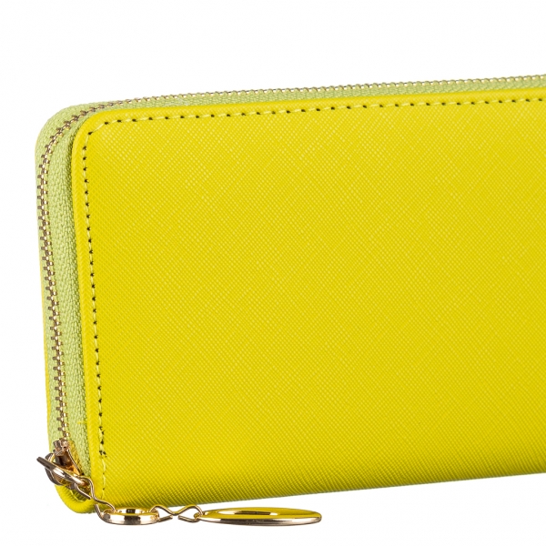 Γυναικείο πορτοφόλι κίτρινο από ύφασμα  Rayen, 4 - Kalapod.gr