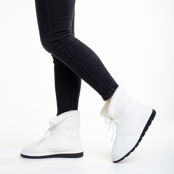 Γυναικείες μπότες λευκές από ύφασμα  Anselma, 4 - Kalapod.gr