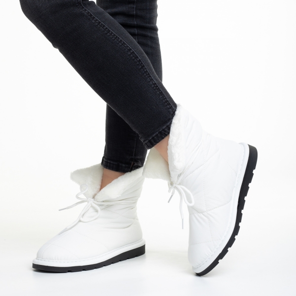 Γυναικείες μπότες λευκές από ύφασμα  Anselma, 5 - Kalapod.gr