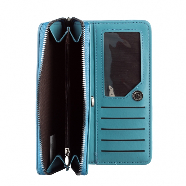 Γυναικείο πορτοφόλι μπλε   από οικολογικό δέρμα  Johana, 6 - Kalapod.gr