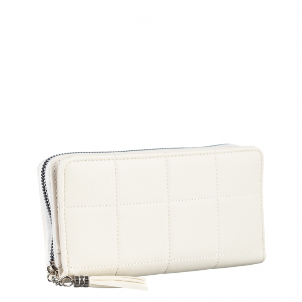 Γυναικείο πορτοφόλι λευκό από οικολογικό δέρμα  Johana, 3 - Kalapod.gr