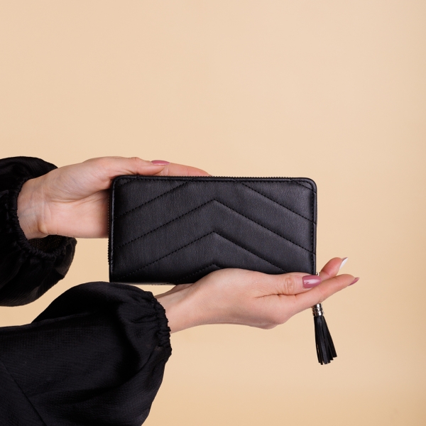 Γυναικείο πορτοφόλι μαύρο από οικολογικό δέρμα  Zoraida - Kalapod.gr