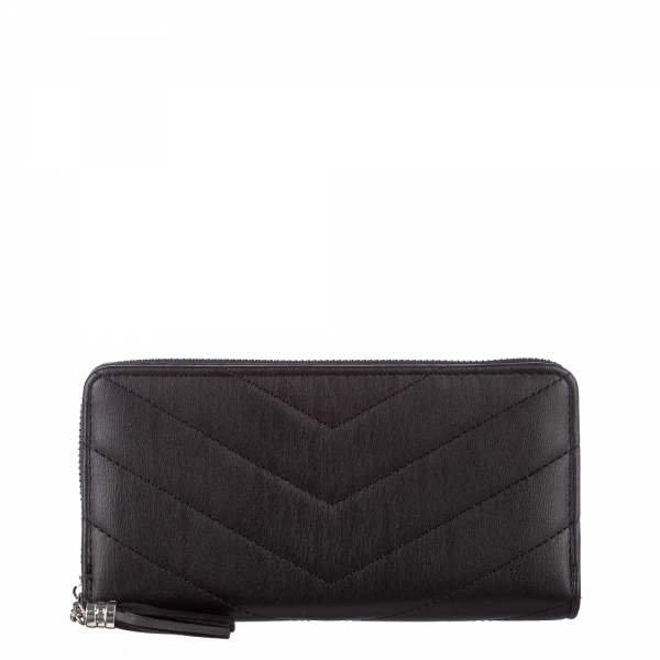Γυναικείο πορτοφόλι μαύρο από οικολογικό δέρμα  Zoraida, 2 - Kalapod.gr
