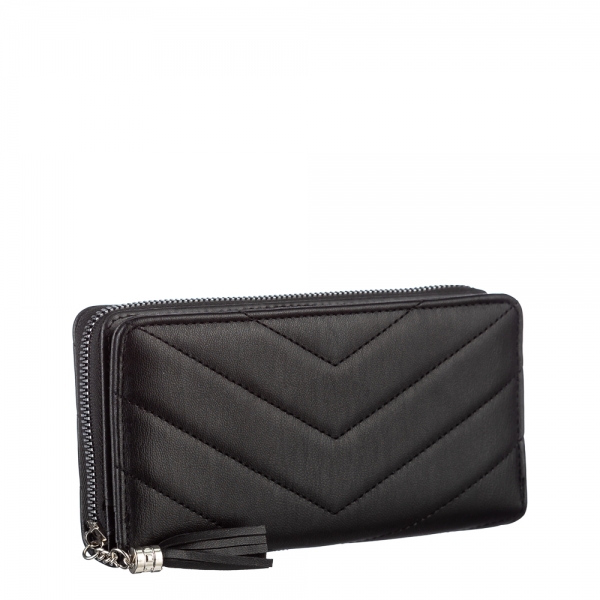 Γυναικείο πορτοφόλι μαύρο από οικολογικό δέρμα  Zoraida, 3 - Kalapod.gr