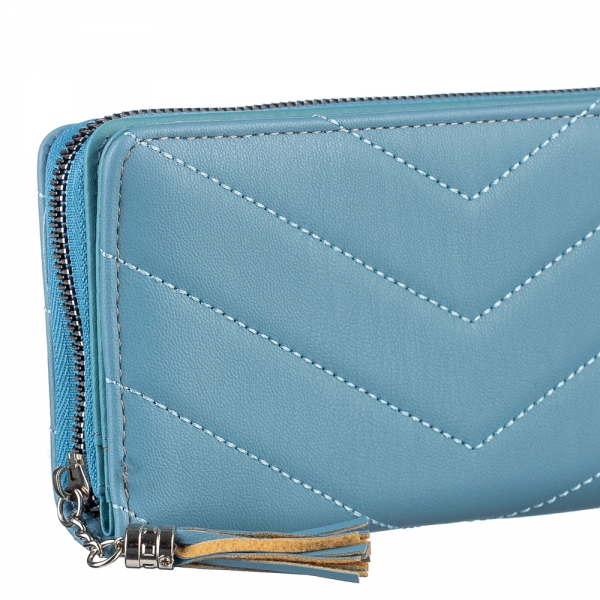 Γυναικείο πορτοφόλι μπλε από οικολογικό δέρμα  Zoraida, 4 - Kalapod.gr