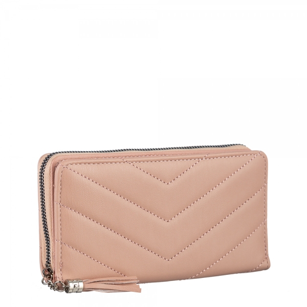 Γυναικείο πορτοφόλι ροζ από οικολογικό δέρμα  Zoraida, 3 - Kalapod.gr