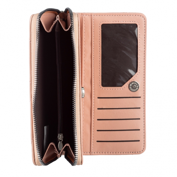Γυναικείο πορτοφόλι ροζ από οικολογικό δέρμα  Zoraida, 6 - Kalapod.gr