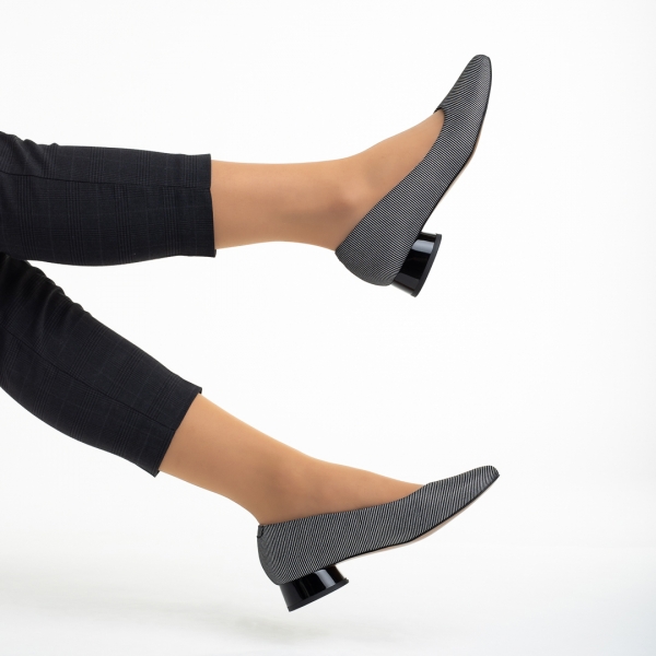 Γυναικεία παπούτσια Marco μαύρα με ασημί από φυσικό δέρμα Meral, 6 - Kalapod.gr