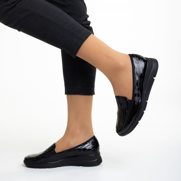 Γυναικεία παπούτσια μαύρα από φυσικό δέρμα Tajana, 5 - Kalapod.gr