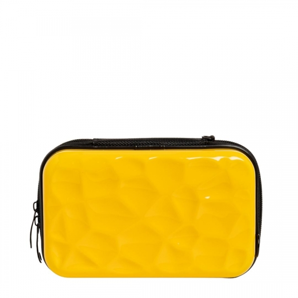 Γυναικεία τσάντα καλλυντικών κίτρινη από ακρυλικό  Carlota, 2 - Kalapod.gr