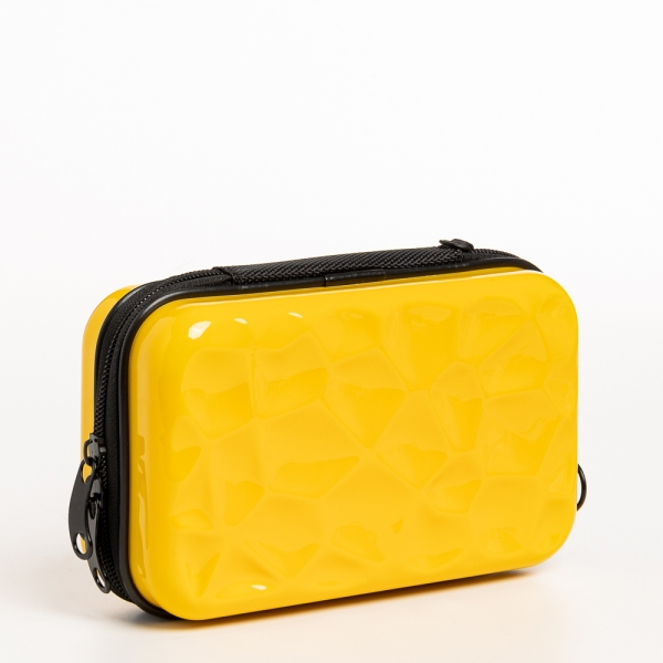 Γυναικεία τσάντα καλλυντικών κίτρινη από ακρυλικό  Carlota, 3 - Kalapod.gr