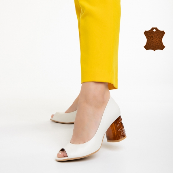 Γυναικεία παπούτσια Marco λευκά από φυσικό δέρμα Estella - Kalapod.gr