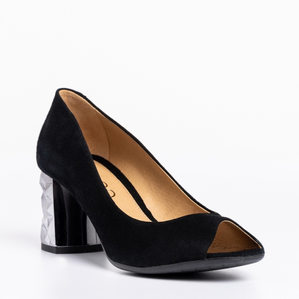 Γυναικεία παπούτσια Marco μαύρα από δέρμα καστόρι Estella, 3 - Kalapod.gr