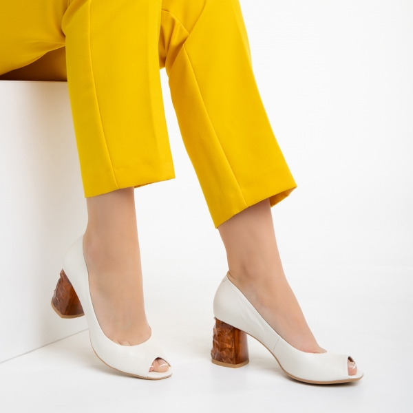 Γυναικεία παπούτσια Marco λευκά από φυσικό δέρμα Estella, 5 - Kalapod.gr
