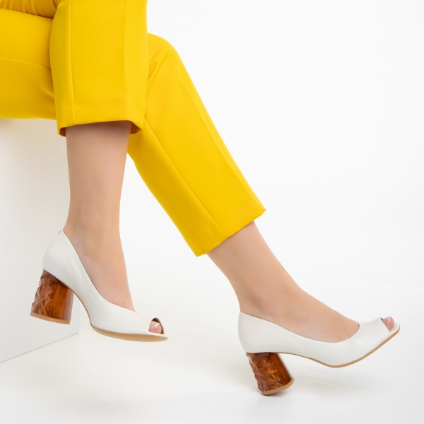 Γυναικεία παπούτσια Marco λευκά από φυσικό δέρμα Estella, 6 - Kalapod.gr