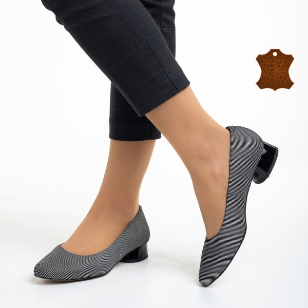 Γυναικεία παπούτσια Marco μαύρα με ασημί από φυσικό δέρμα Meral - Kalapod.gr