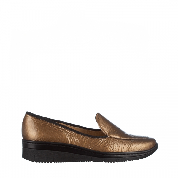 Γυναικεία παπούτσια χρυσάφι από φυσικό δέρμα Kamala, 2 - Kalapod.gr