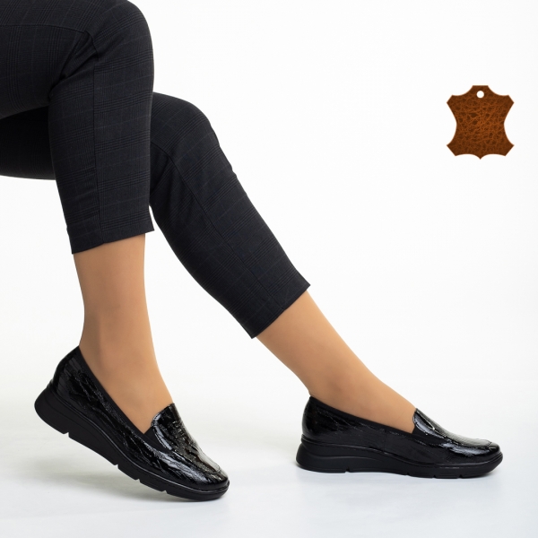 Γυναικεία παπούτσια μαύρα από φυσικό δέρμα Tajana - Kalapod.gr