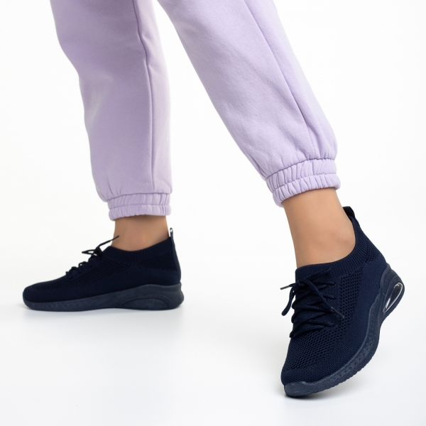 Γυναικεία αθλητικά παπούτσια μπλε από ύφασμα Panka, 4 - Kalapod.gr