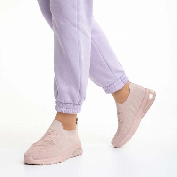 Γυναικεία αθλητικά παπούτσια ροζ από ύφασμα Rachyl, 4 - Kalapod.gr
