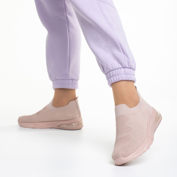 Γυναικεία αθλητικά παπούτσια ροζ από ύφασμα Rachyl, 5 - Kalapod.gr