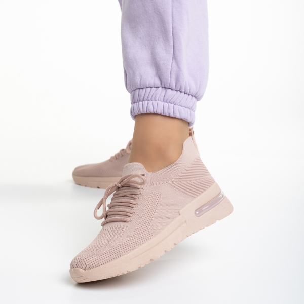 Γυναικεία αθλητικά παπούτσια ροζ από ύφασμα Miyoko, 3 - Kalapod.gr