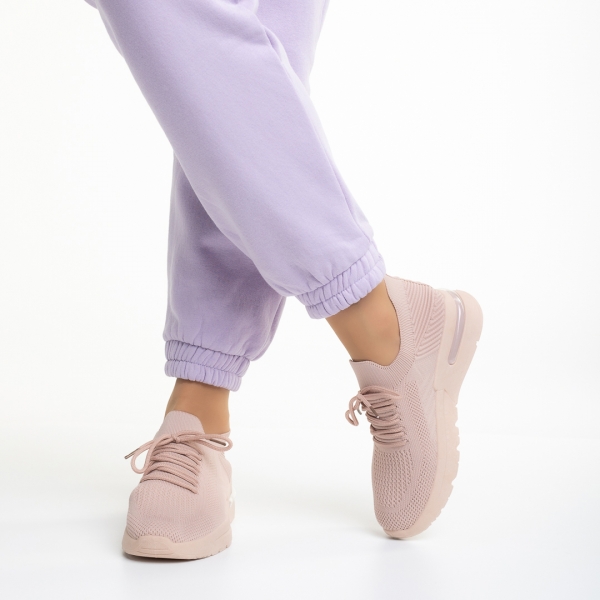 Γυναικεία αθλητικά παπούτσια ροζ από ύφασμα Miyoko - Kalapod.gr