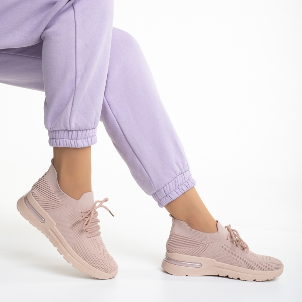 Γυναικεία αθλητικά παπούτσια ροζ από ύφασμα Miyoko, 6 - Kalapod.gr