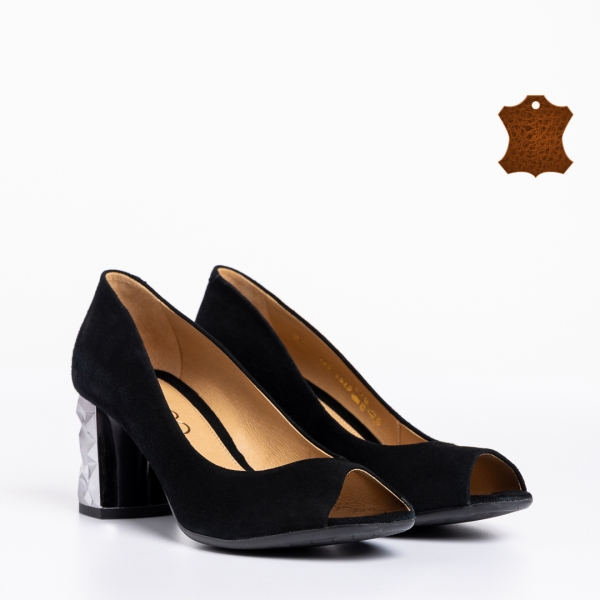 Γυναικεία παπούτσια Marco μαύρα από δέρμα καστόρι Estella - Kalapod.gr