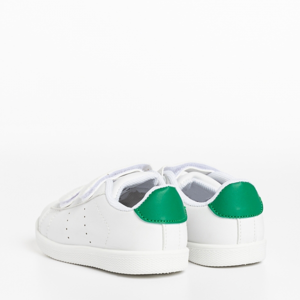 Παιδικά αθλητικά παπούτσια λευκά με πράσινα από οικολογικό δέρμα Frost, 4 - Kalapod.gr