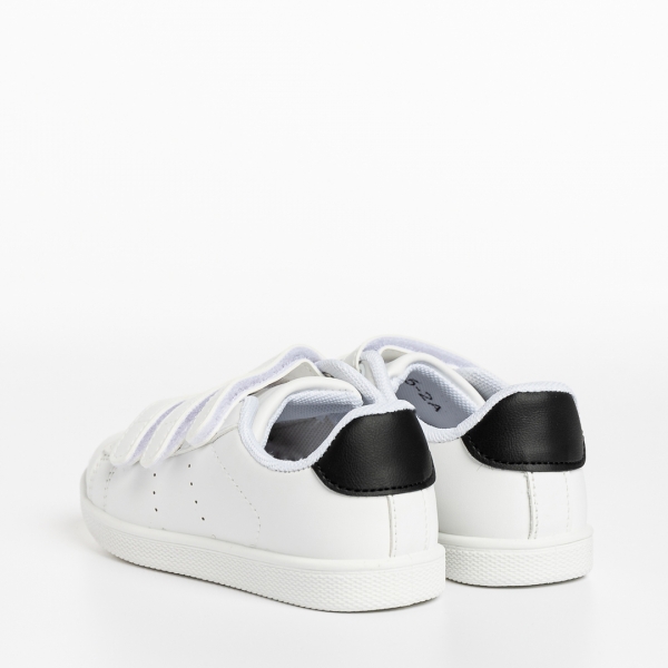 Παιδικά αθλητικά παπούτσια λευκά με μαύρο από οικολογικό δέρμα Frost, 4 - Kalapod.gr