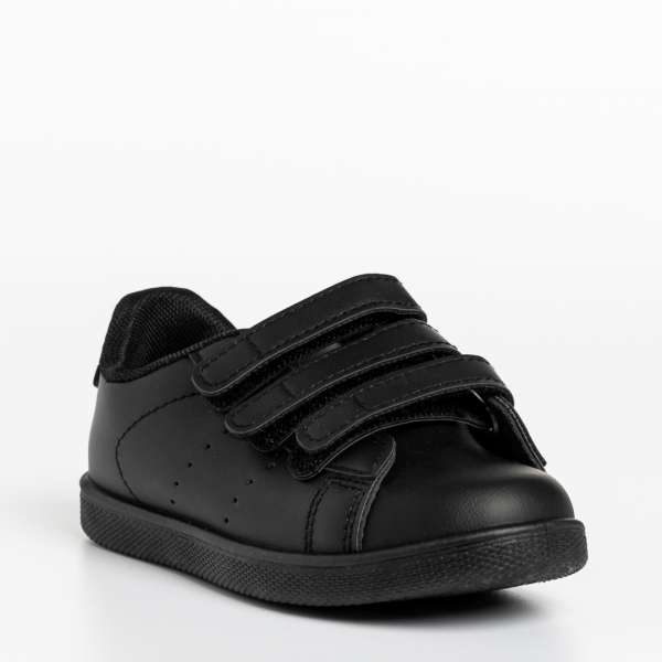 Παιδικά αθλητικά παπούτσια μαύρα από οικολογικό δέρμα Frost - Kalapod.gr