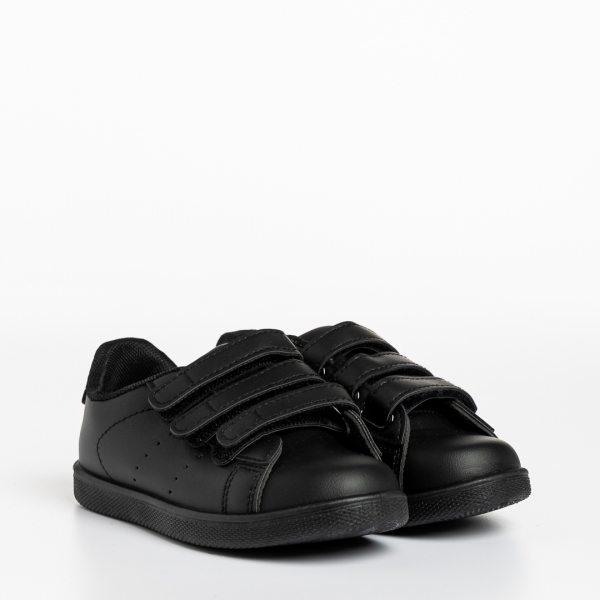 Παιδικά αθλητικά παπούτσια μαύρα από οικολογικό δέρμα Frost, 3 - Kalapod.gr