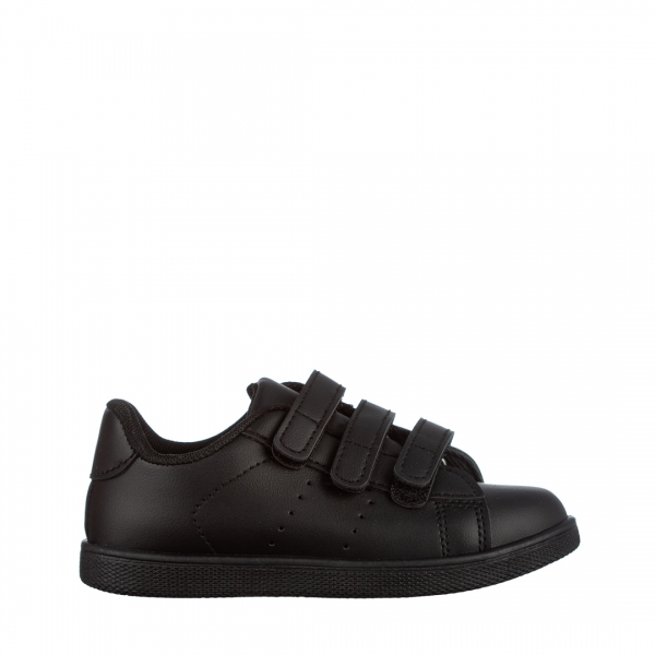 Παιδικά αθλητικά παπούτσια μαύρα από οικολογικό δέρμα Frost, 2 - Kalapod.gr