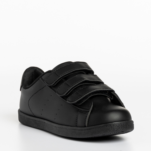 Παιδικά αθλητικά παπούτσια μαύρα από οικολογικό δέρμα Frost - Kalapod.gr