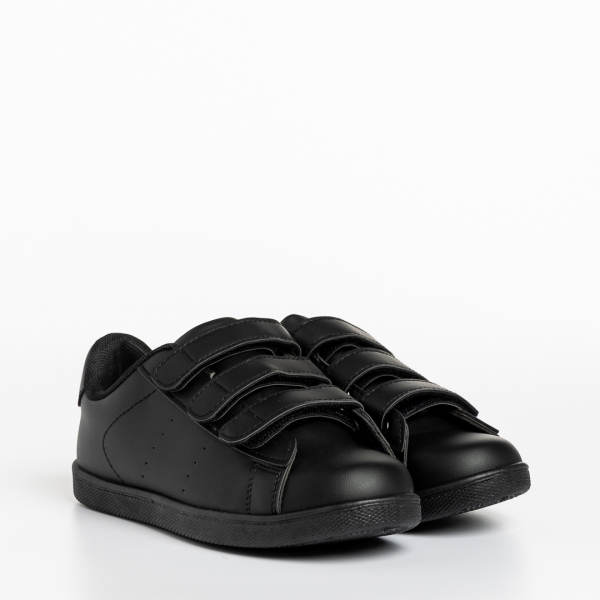 Παιδικά αθλητικά παπούτσια μαύρα από οικολογικό δέρμα Frost, 3 - Kalapod.gr