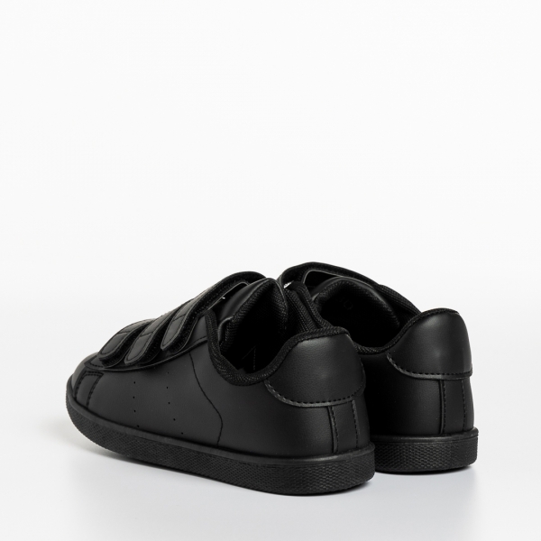 Παιδικά αθλητικά παπούτσια μαύρα από οικολογικό δέρμα Frost, 4 - Kalapod.gr