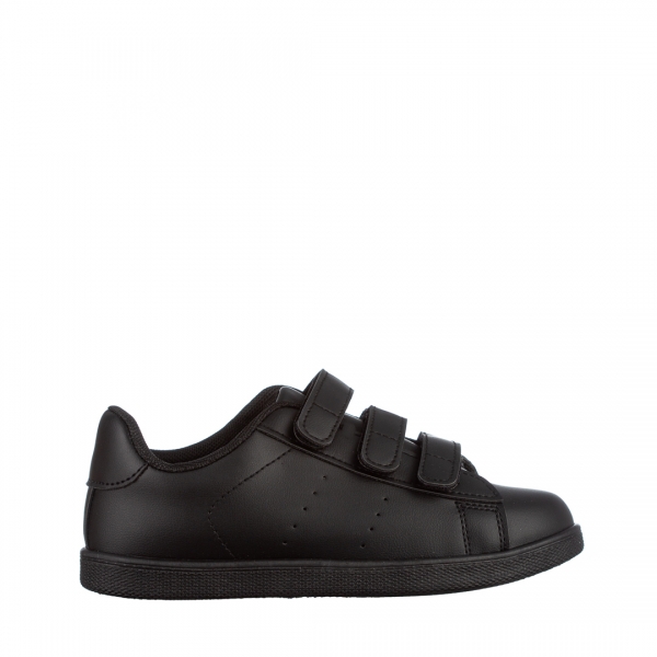 Παιδικά αθλητικά παπούτσια μαύρα από οικολογικό δέρμα Frost, 2 - Kalapod.gr