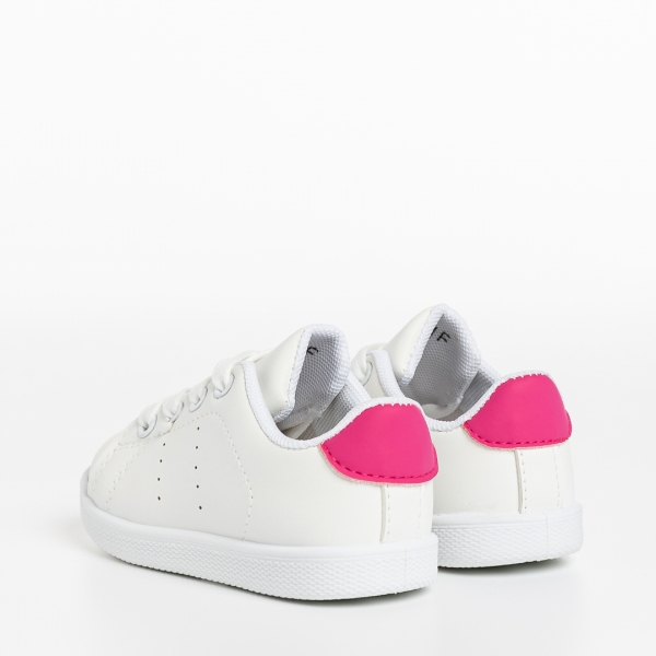 Παιδικά αθλητικά παπούτσια λευκά με ροζ από οικολογικό δέρμα Orlando, 4 - Kalapod.gr