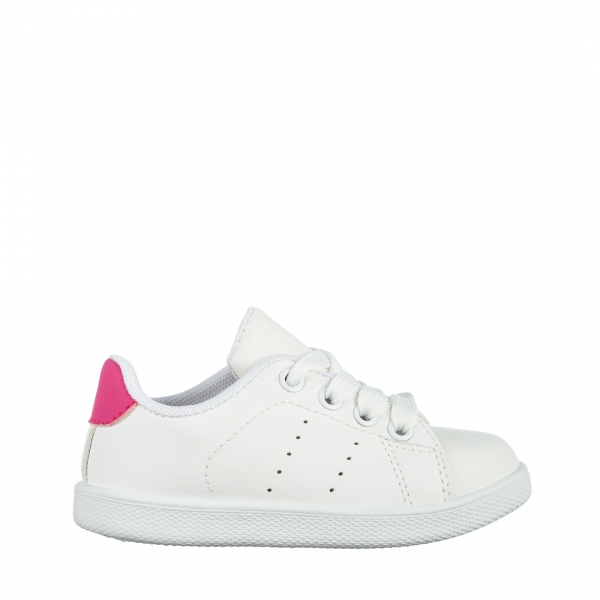 Παιδικά αθλητικά παπούτσια λευκά με ροζ από οικολογικό δέρμα Orlando, 2 - Kalapod.gr