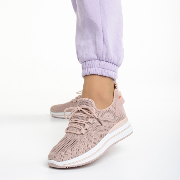 Γυναικεία αθλητικά παπούτσια ροζ από ύφασμα Aryana - Kalapod.gr