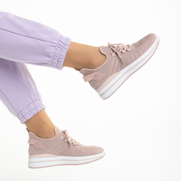 Γυναικεία αθλητικά παπούτσια ροζ από ύφασμα Aryana, 6 - Kalapod.gr