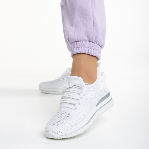 Γυναικεία αθλητικά παπούτσια λευκά από ύφασμα Aryana - Kalapod.gr