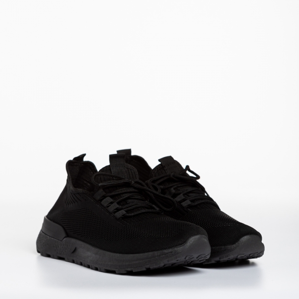 Ανδρικά αθλητικά παπούτσια μαύρα από ύφασμα Lital, 3 - Kalapod.gr