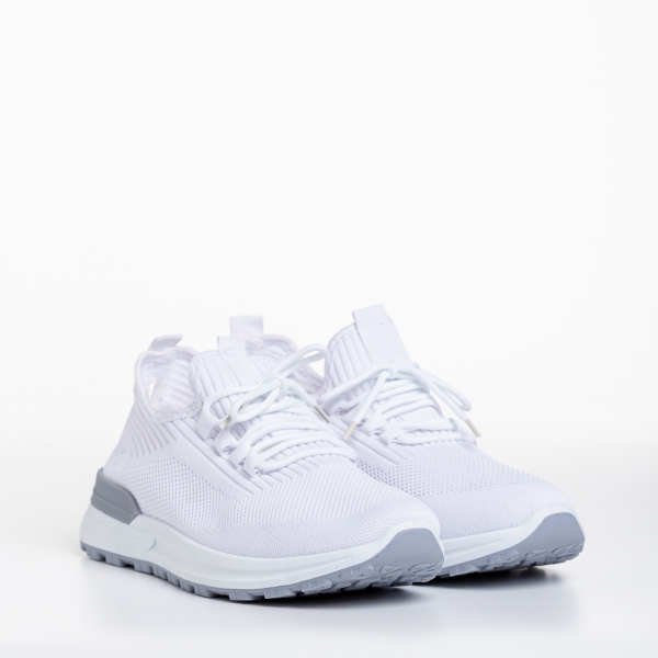 Ανδρικά αθλητικά παπούτσια  λευκά από ύφασμα Lital, 3 - Kalapod.gr