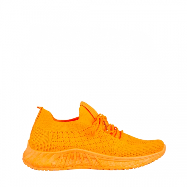 Γυναικεία αθλητικά παπούτσια πορτοκαλί από ύφασμα Kassidy, 2 - Kalapod.gr